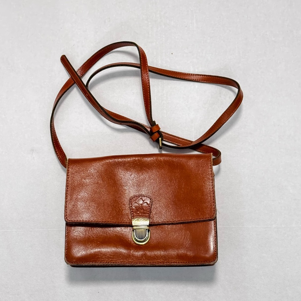 Patricia Nash Lanza Brown Leather Crossbody Purse Bag Missing wrist strap